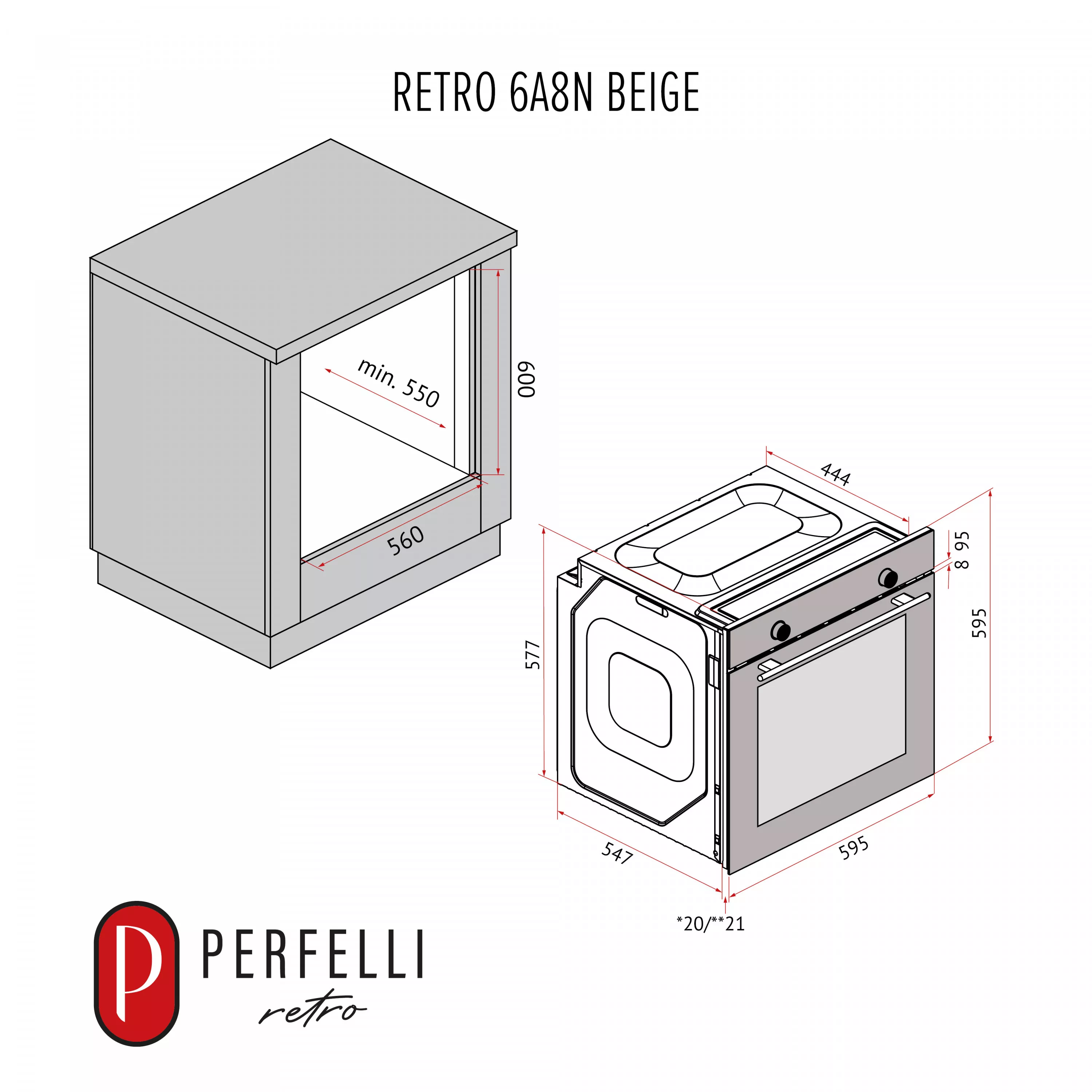➤Купить духовой шкаф электрический PERFELLI RETRO 6A8N BEIGE в